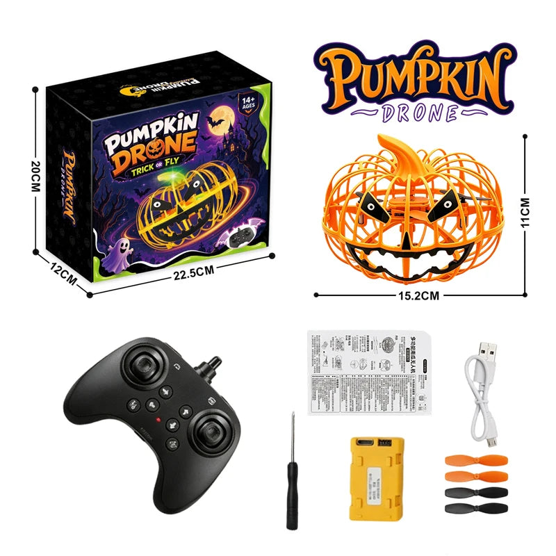 LED Pumpkin Drone — light-up flying pumpkin quadcopter