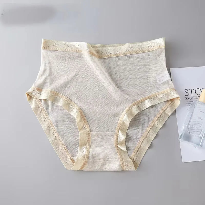 High-grade 100% mesh silk women's briefs Summer Autumn Double bottom breathable,  mulberry silk underwear