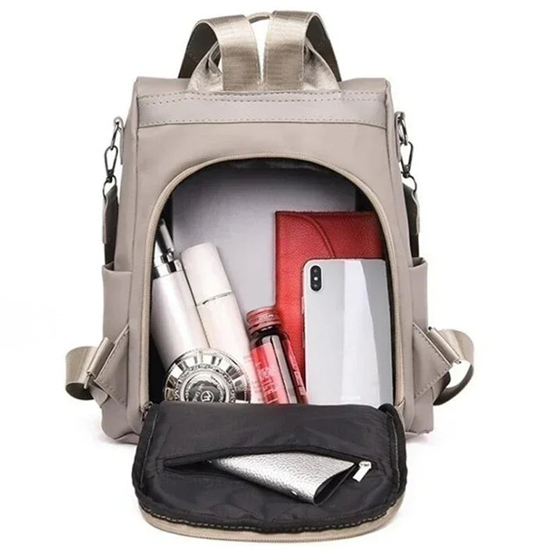 New fashion nylon solid color lightweight waterproof large capacity detachable shoulder strap multi functional women's backpack