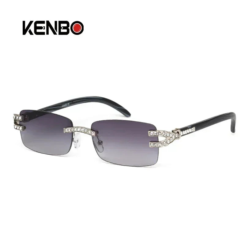 Kenbo Small Rectangle Rimless Sunglasses Men 2024 Luxury Brand Frameless Sun Glasses For Women Vintage Square UV400 Eyewear