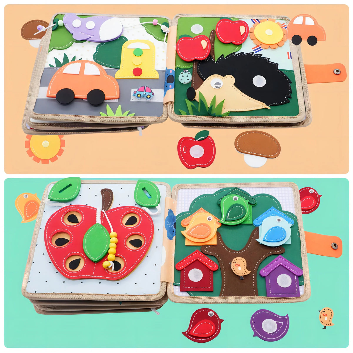 Montessori Busy Book for Kids - Color, Shape, Animal Cognition Early Education Toys, Giraffe Quiet Book, Fine Motor Skills Toys
