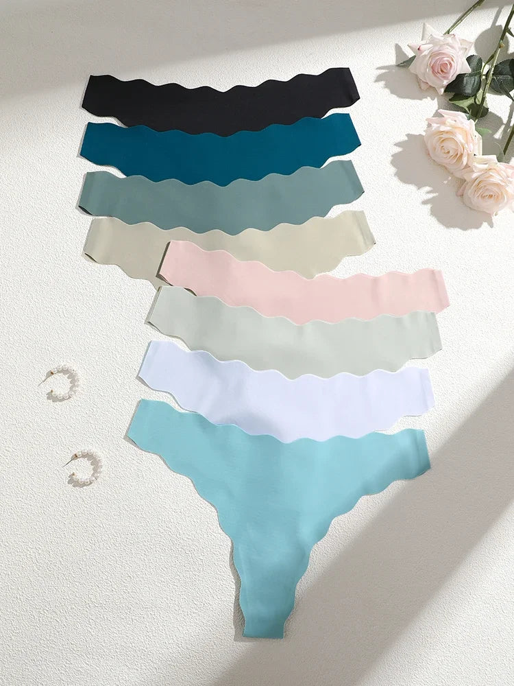 8Pcs Sexy Lingerie Women's Seamless Panties Ice Silk G-String Female Underpanties For Women Elasticity Thongs Secret G-String