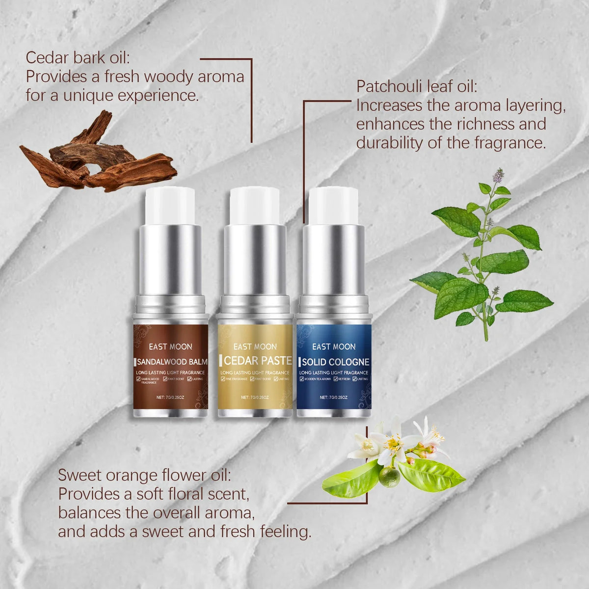 3Scents Men's Solid Cologne Lasting Fresh Cologne Pheromones Fragrance Men Deodorant Portable Woody Scent Solid Fragrance Balm