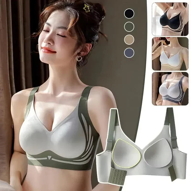 Plus Size Super Gather Push Up Bras Women Soft Support Seamless Underwear Female Full Cup Lift-Up Bras No Steel Sleepwear