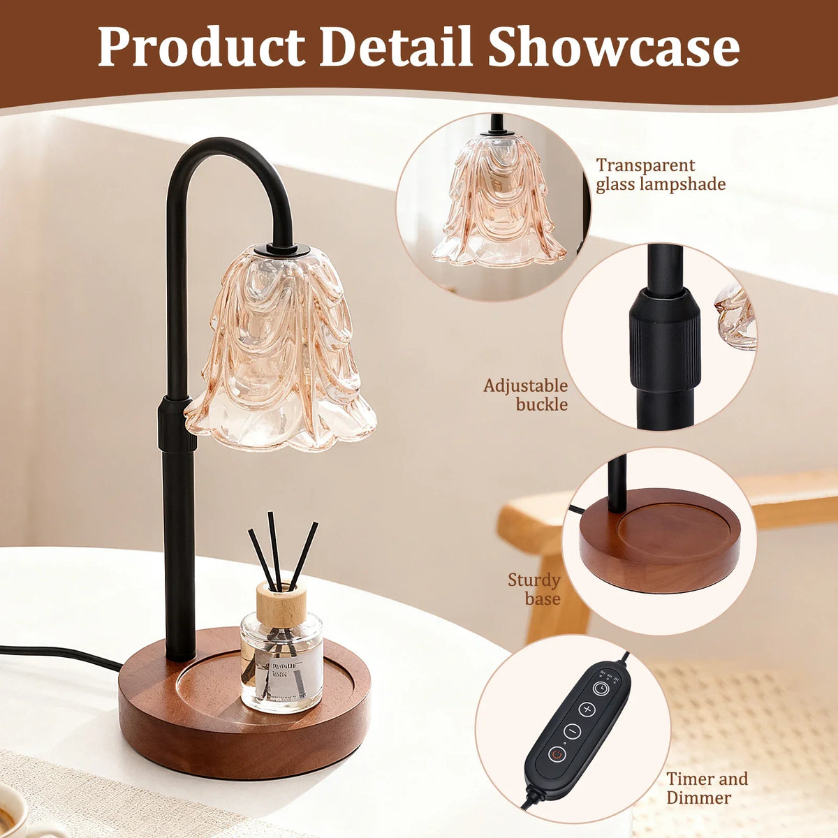 Flower Candle Warmer Lamp with Timer, 4-Speed Dimmer - Style C