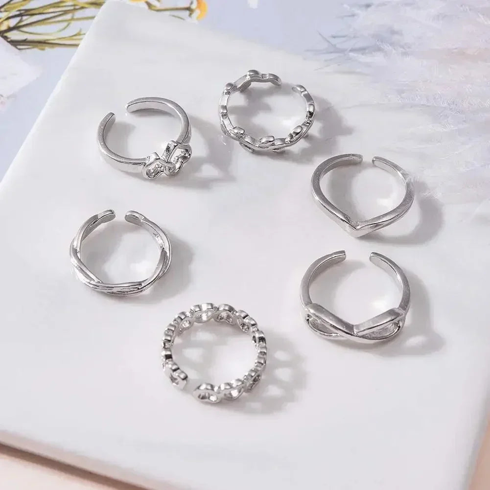 12pcs Adjustable Toe Rings For Women Girls Simple Beach Open Toe Set Cute Heart Feather Summer Toe Foot Jewelry