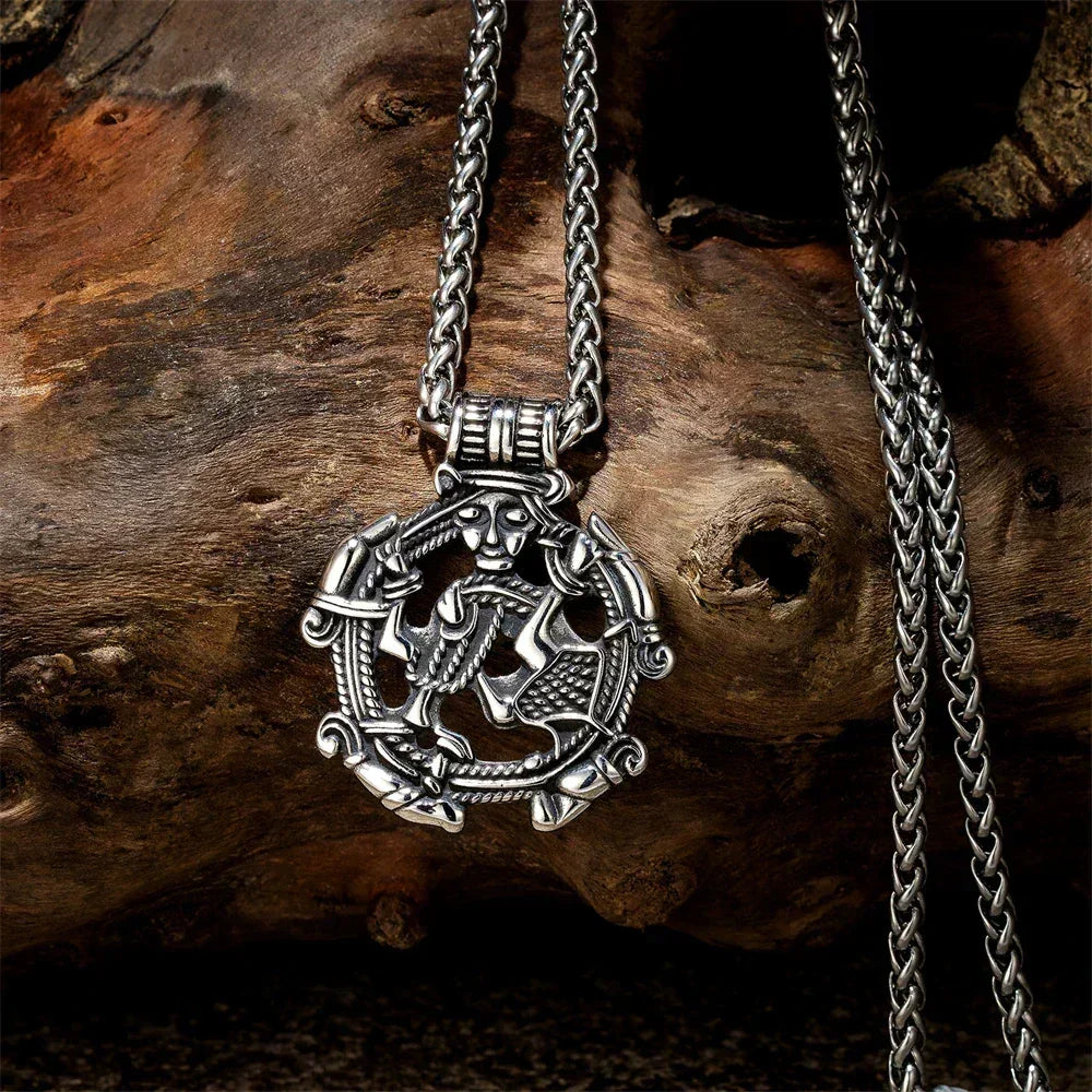 Vintage Vikings Loki Hollow Necklaces Men Stainless Steel Norse Mythology Trinity Pendant Amulet Scandinavian Jewelry Male Gifts