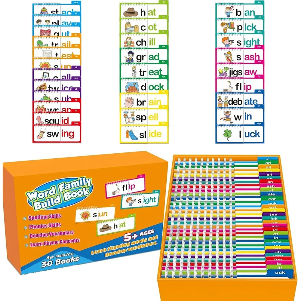 Word Family Build Book – Kindergarten Sight Word and Phonics Flash Cards Flip Activity