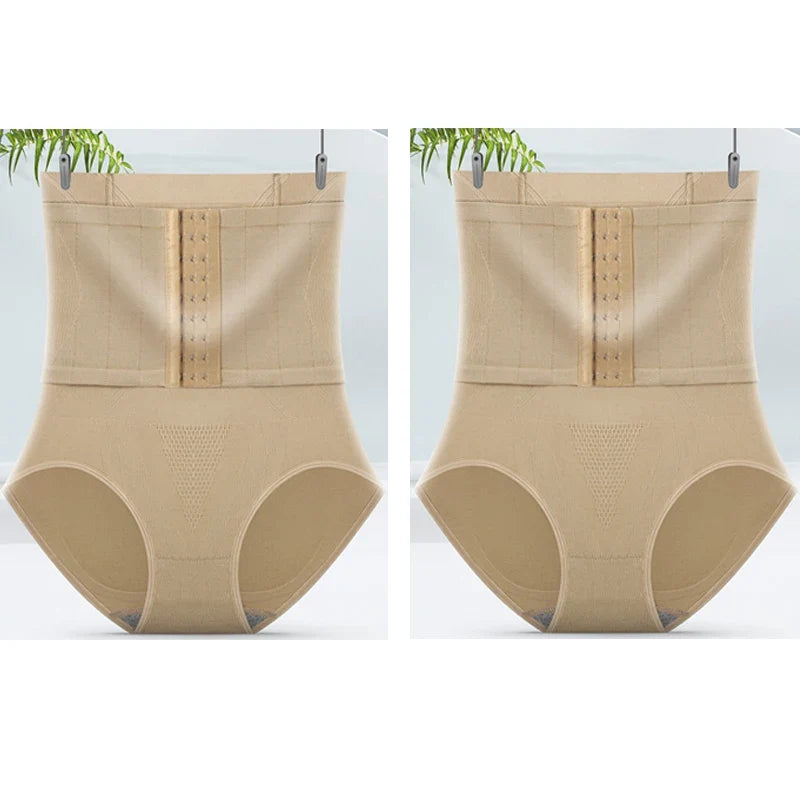 2pcs Women High Waist Shaping Briefs Buckle adjustment Body Shaper Slimming Underwear Butt Lifter Control Pantie Shapewear Pant