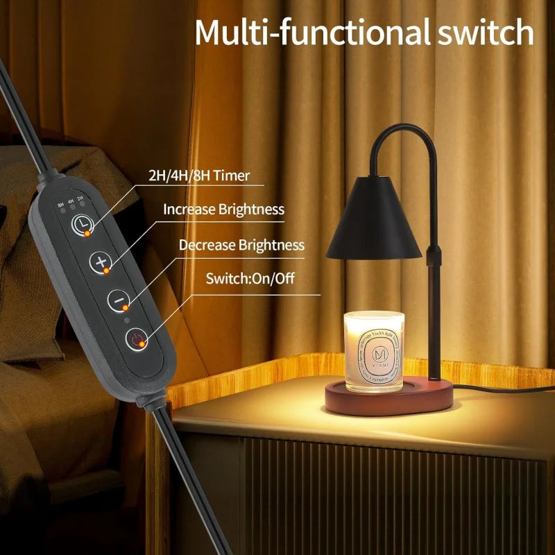 Dimmable Candle Warmer Lamp with Timer, Adjustable Height