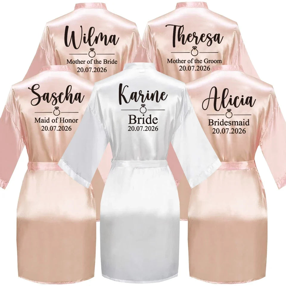 Personalized Text Logo Wedding Bathrobe Bridal Robe Bride Bridesmaid Wedding Robes Woman Bachelorette Hen Party