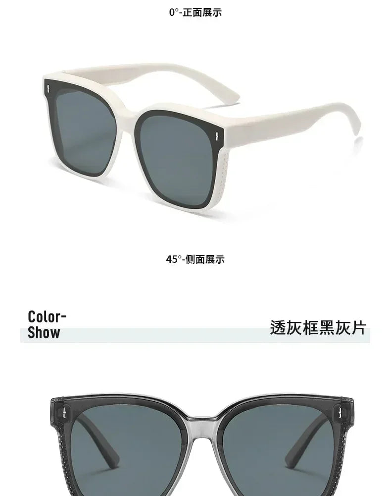 Fashion Square Polarized Sunglasses Cover Over Myopia Prescription Glasses Portable Men Women Vintage Fishing Driving Eyewear ﻿