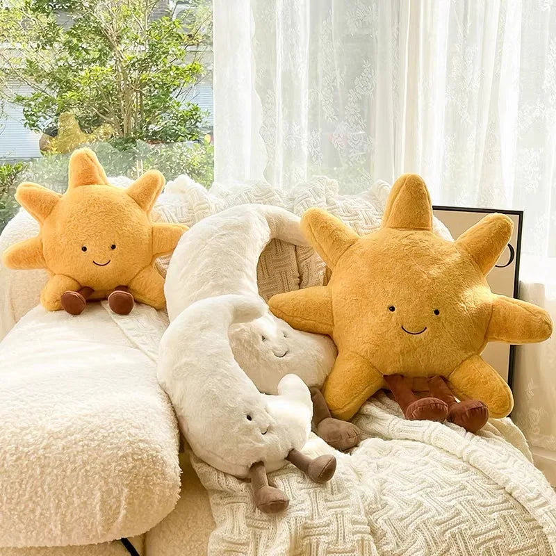 Smile Face Moon and Sun Plush Cushion Toy