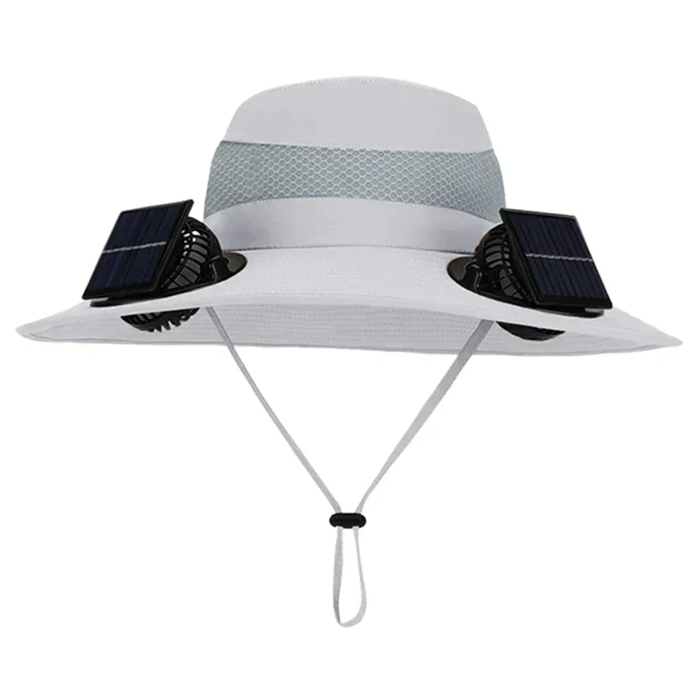Outdoor Camping Fishing Hiking Sunscreen Fisherman Hat Solar Fan Cap Portable Solar Charging Cap With Fan For Unisex