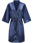 Luxury Bridal Short Robe Wedding Day Diamond Feather Dressing Gown Silk Satin Whi