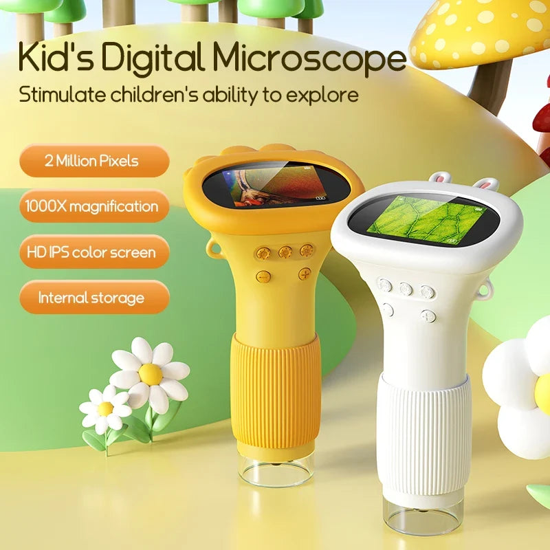 Kids Microscope 1000x Magnifier with LED, 200MP Photo and Video Function