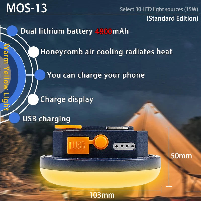 MOSLIGHTING Tent Light — Rechargeable Camping Lantern Bulb
