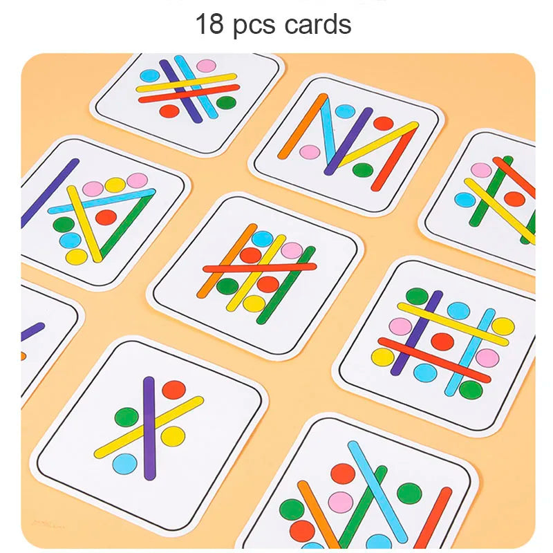 Children's Rainbow Stick Thinking Puzzle, Wooden DIY Ice Cream Stick Puzzle, Challenge Table Game, Montessori Educational Toy