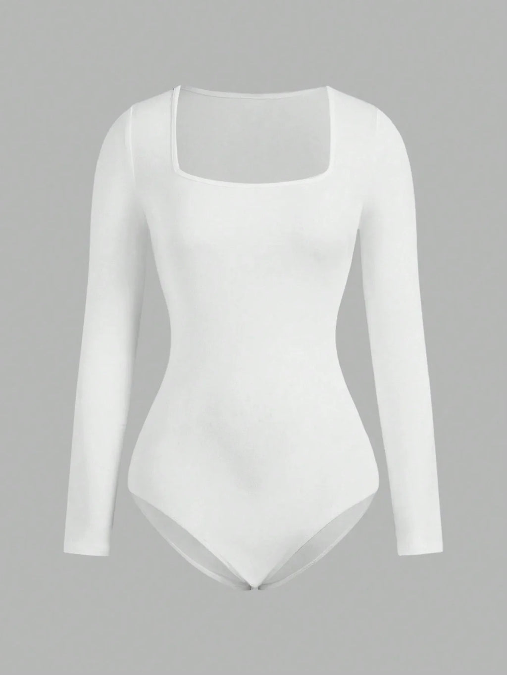 Women's Solid color Square Neck  Open Crotch One-Piece Bodysuit Long Sleeved Body  Lady Streetwear Female Warm Clothing