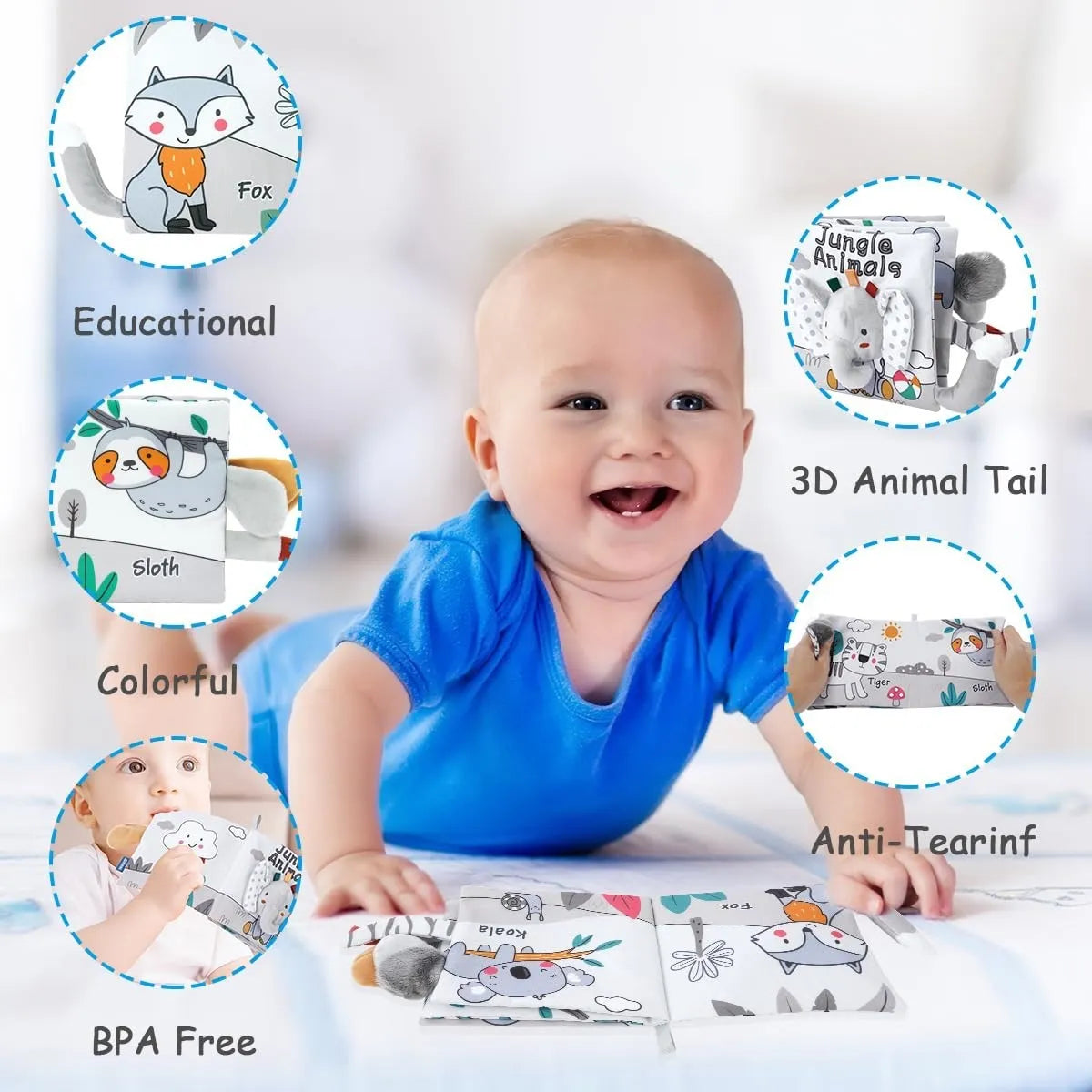 3D Cloth Baby Book - Touch & Feel Crinkle Soft Sensory Book for Infants & Toddlers