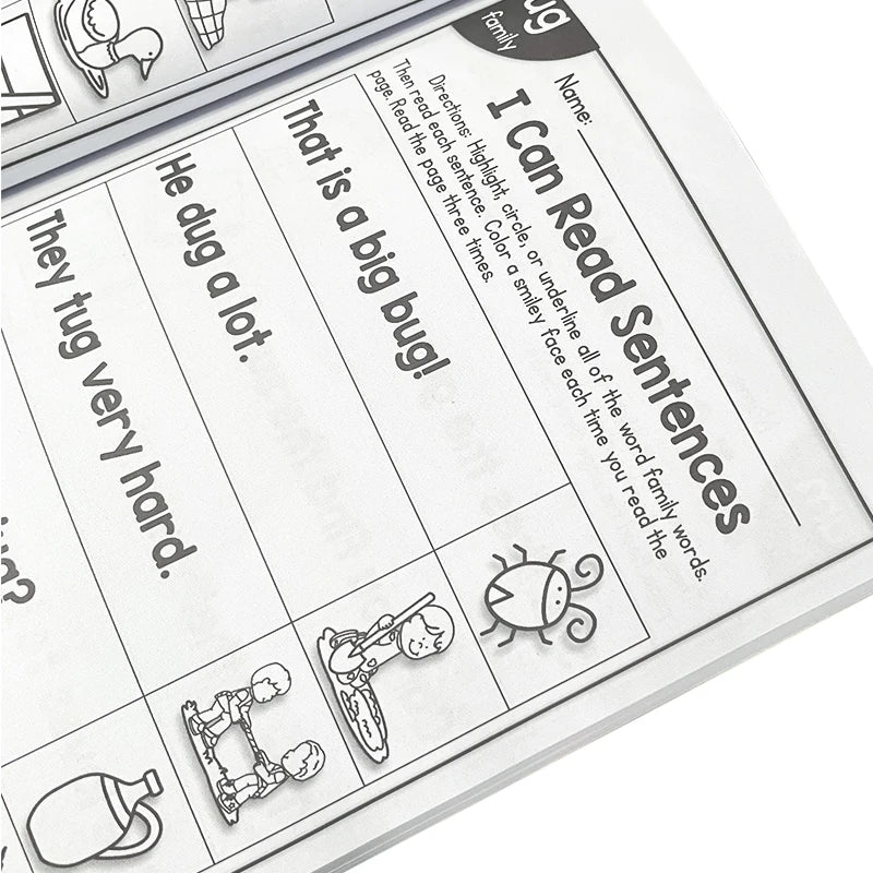 English Phonics Sentence Practice Book – I Can Read Exercise Book for Kids (113 Pages)