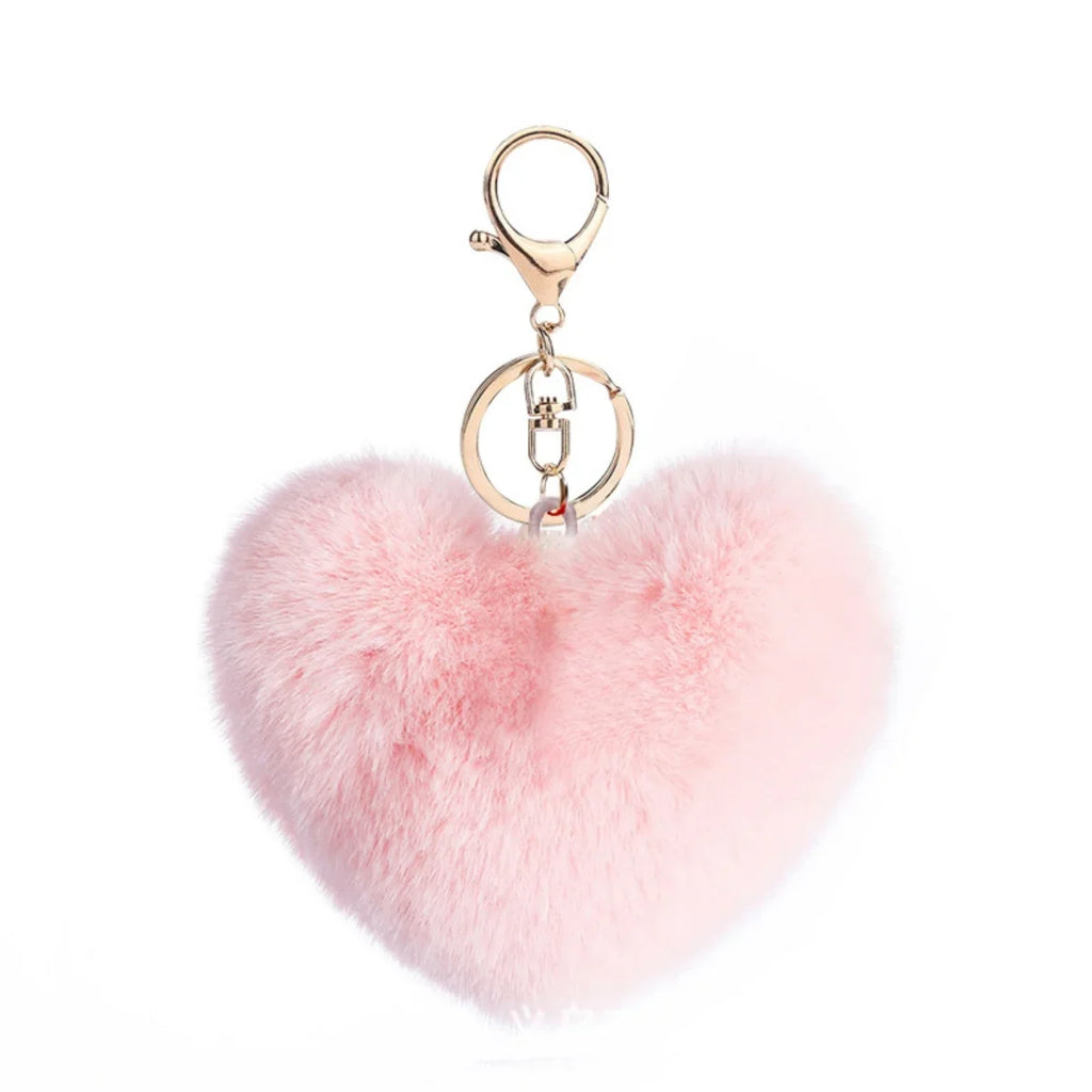 Heart Plush Pom Pom Keychain Fashion Bag Charm