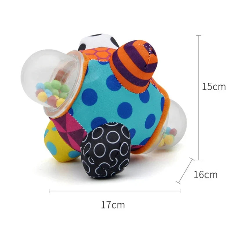 Montessori Baby Sensory Rattle and Silicone Teether Grasping Development Toy for 0-12 Months
