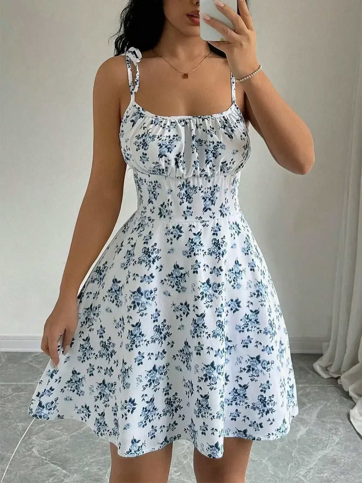 Women's Summer Floral Spaghetti Strap Beach Short Dress,Womens Dresses,Woman Clothing,Woman Clothes,Sundress,New In Dress 2025