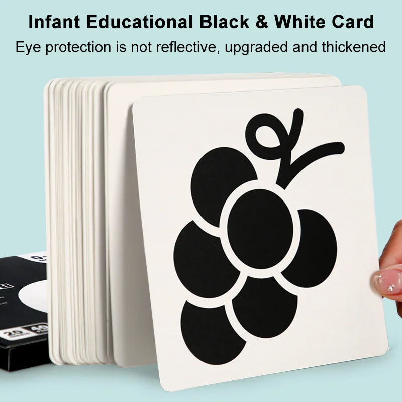 Baby Montessori Toys - Black and White Flash Cards, High Contrast Visual Stimulation Colour Cards, Early Education Toys for Newborns