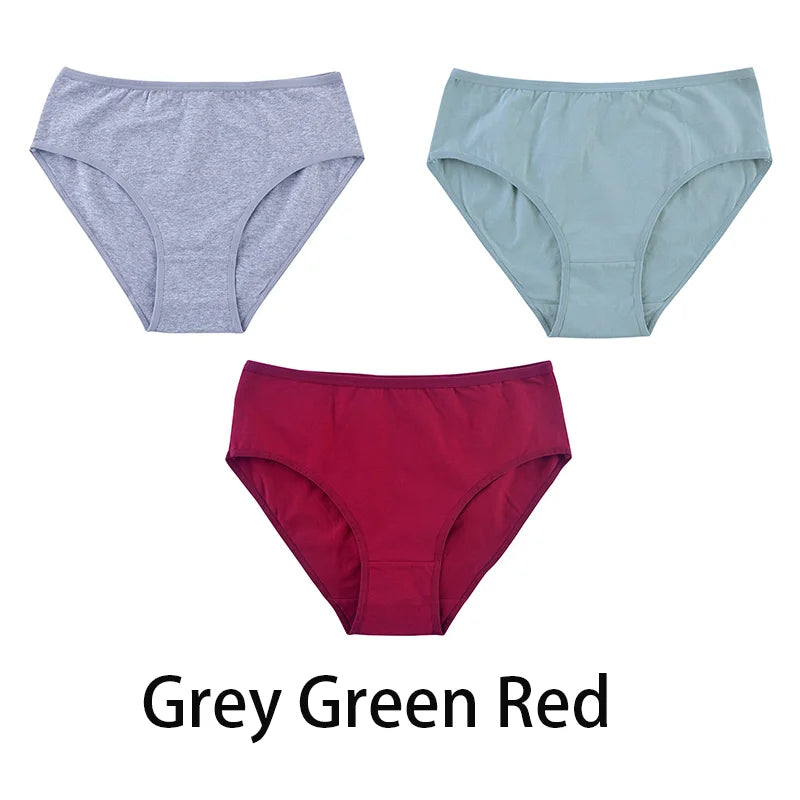 3PCS/Set Women Sexy Seamless Cotton Panties Big Size Underwear Female Underpants Girls 6 Solid Color Soft Briefs Lingerie 8815