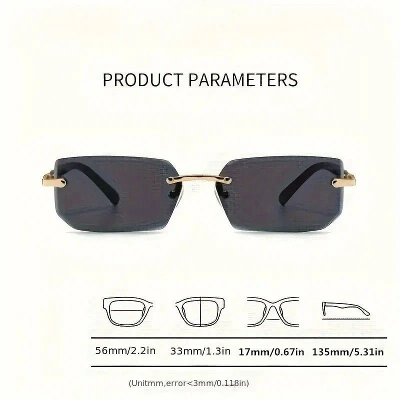 Rimless Rectangle UV400 Fashion Sunglasses for Women & Men