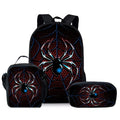 Spider Pattern 3-Piece Backpack Set for Kids & School