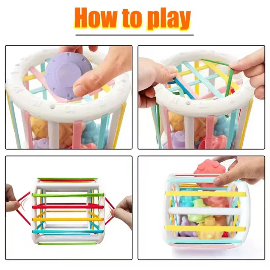 Montessori Shape Sorter Cube - Rainbow Shape Sorting Blocks Educational Toy for Toddlers & Preschoolers