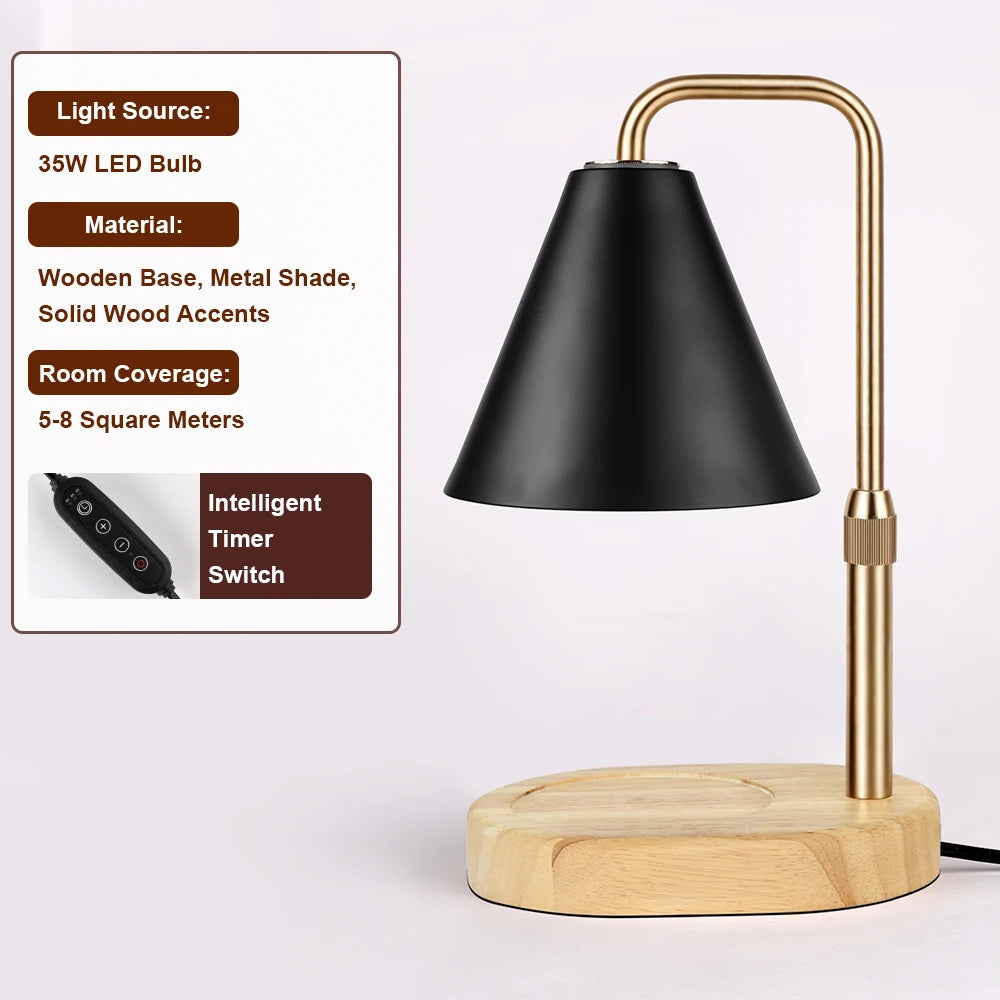 Black Lantern or Trumpet Candle Warmer Lamp with Timer