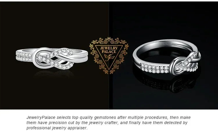 JewelryPalace New Arrival Infinity Love Knot Gemstone 925 Sterling Silver Statement Ring for Woman Fashion Classic Fine Jewelry