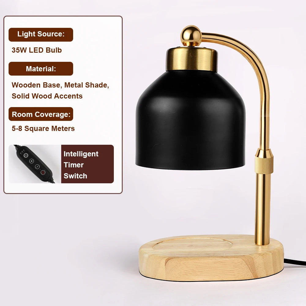 Black Candle Warmer Lamp with Timer, Dimmable & Adjustable - Style B