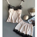 Women Pajama Suit Fashion V-Neck Lace Sexy Lingerie Pyjamas Sleep Shorts Set Sleepwear New