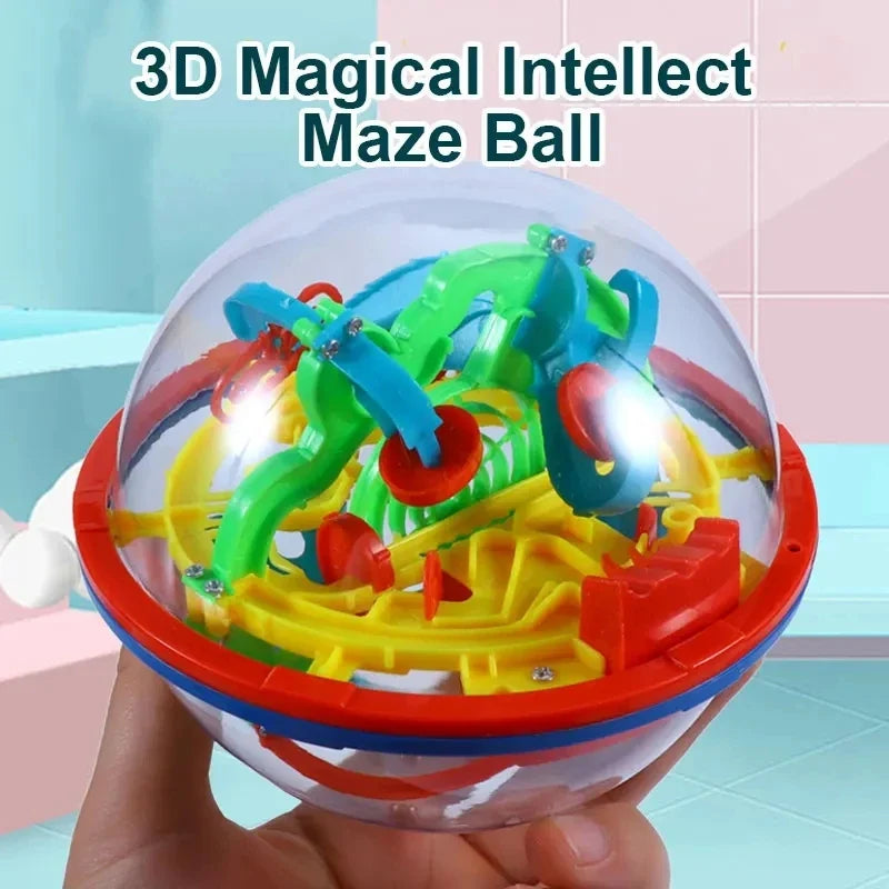 3D Maze Ball Puzzle Toy – 4.7 in (12 cm) Gravity Labyrinth Sphere, Brain-Training Maze Game for Kids & Adults