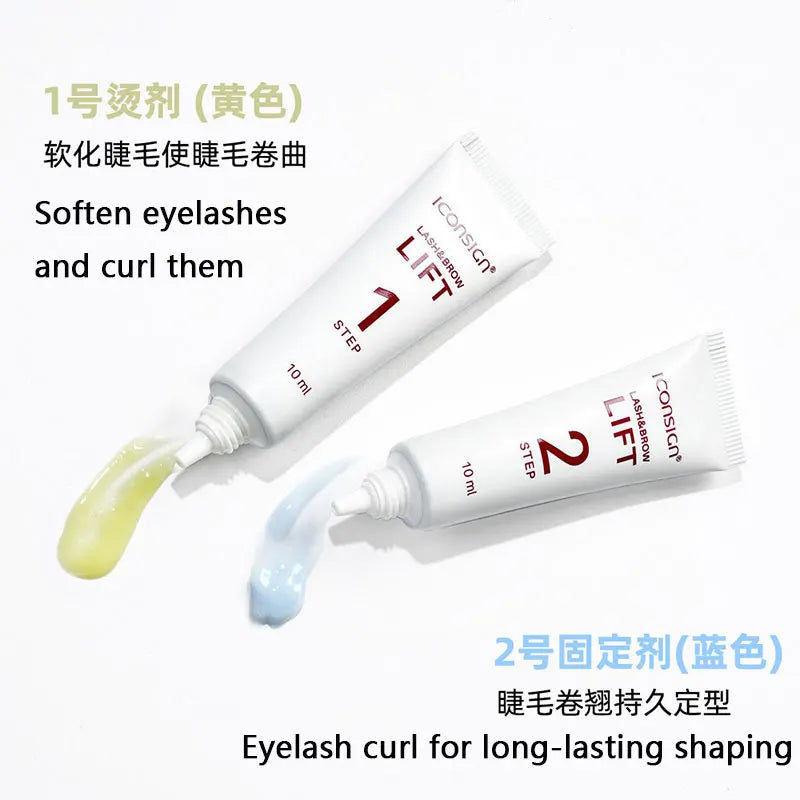 2Pcs 10ml Lash Lift Kit Brow Lamination Lashes Perm Lotion Tube Step 1 and 2 Fixation Setting 8-12Minutes Lifting Eyelash Tool