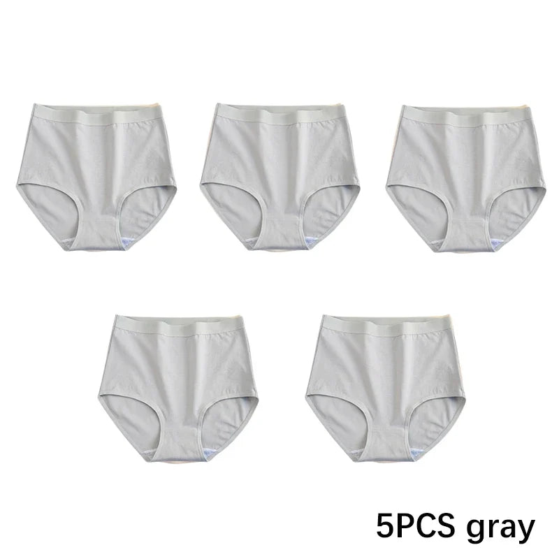 FallSweet 5PCS/set Women’s Cotton Panties Seamless Plus Size Briefs Solid Underwear Soft Breathable Underpants Female Lingerie