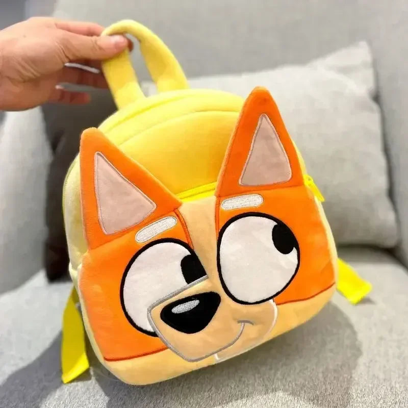 Blue Puppy Cartoon Children’s Plush Backpack – Cartoon Family Schoolbag for Picnic and Travel Gifts