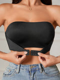 Women's Strapless No Padding Seamless Front Button Bra Comfortable Smooth Underwear