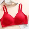 CAITING Beautiful Back Latex Cup Bra One-piece Seamless Bra Women Wireless Push Up Underwear Sexy Deep V Padded Bralette Female