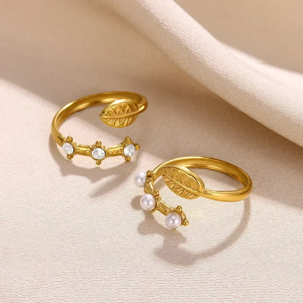 Stainless Steel Flower Open Rings For Women Trend Wedding Heart Jewelry Gold Color Geometric Hollow Ring Daily Accessories Gift