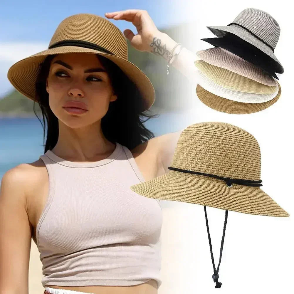 2025 Fashion Korean Version Women's Beach Summer Sun Hat Travel Breathable Beach Sunshade Sun Hat Dome Basin Hat