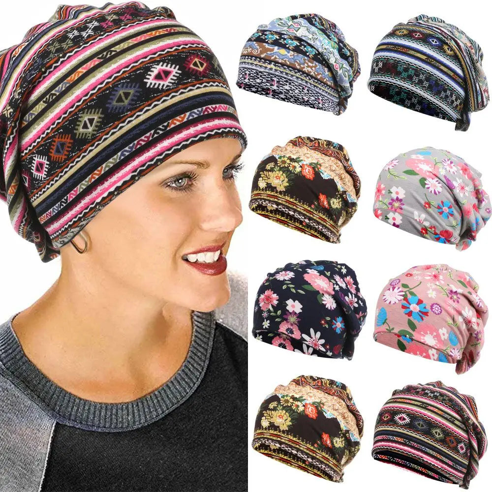 Soft Cotton Sleep Cap & Head Wrap Beanie