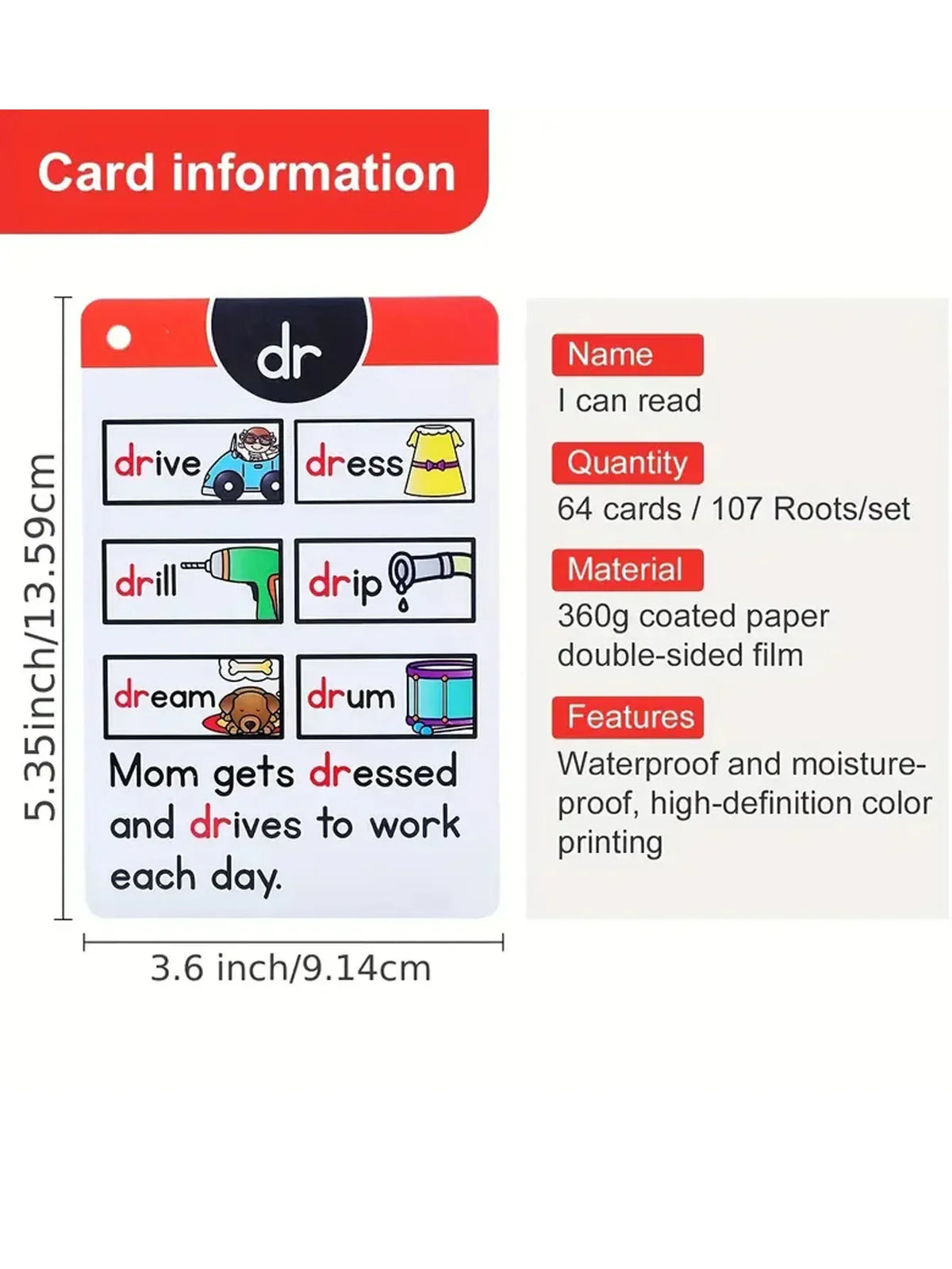 107 I Can Read Phonics Learning Flashcards – English CVC Words Learning Cards for Montessori Cognitive Games