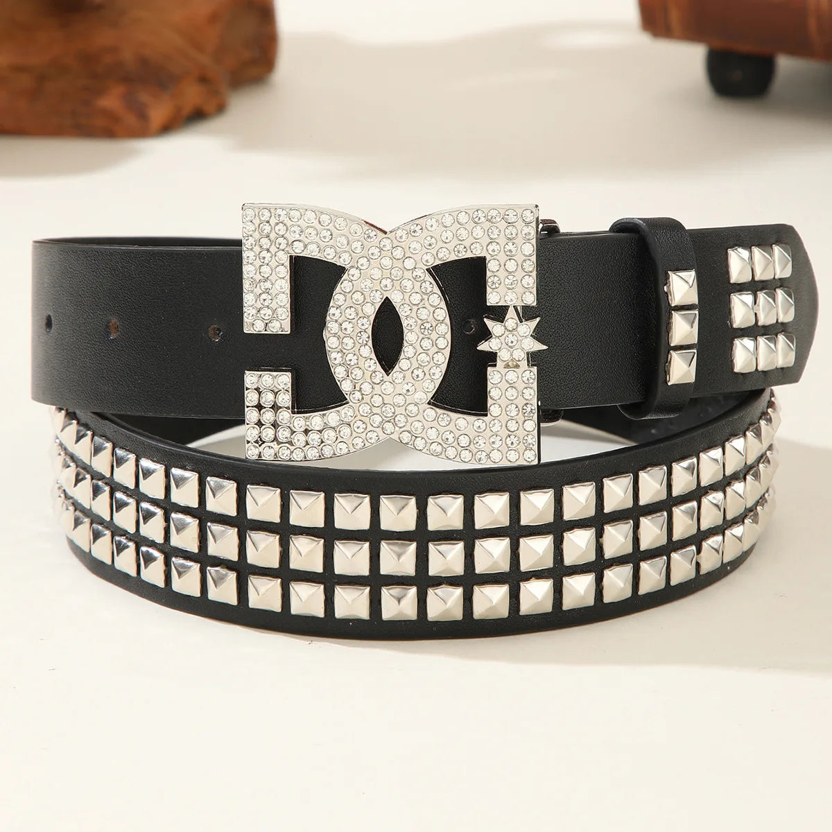 Y2K Rhinestone Rivet Belt for Women