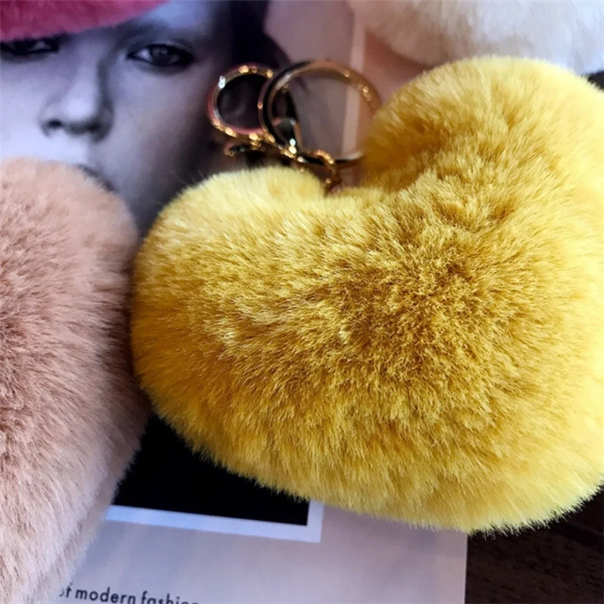 Heart Plush Pom Pom Keychain Fashion Bag Charm