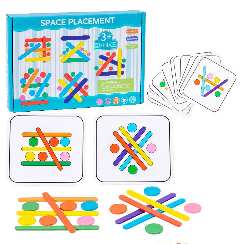 Children's Rainbow Stick Thinking Puzzle, Wooden DIY Ice Cream Stick Puzzle, Challenge Table Game, Montessori Educational Toy